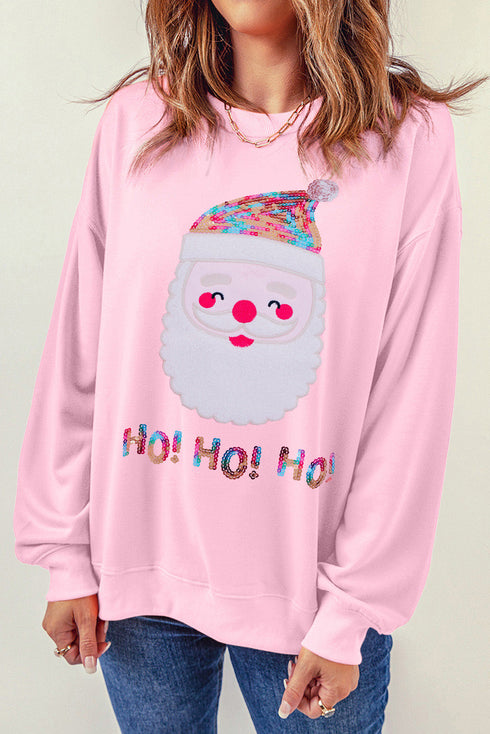 Embellished Santa Graphic Chenille Patch Pullover Sweatshirt