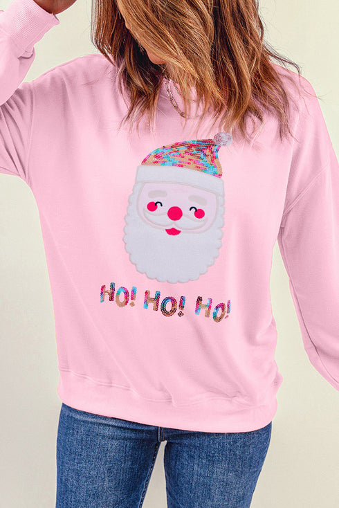 Embellished Santa Graphic Chenille Patch Pullover Sweatshirt