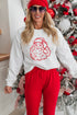 Embellished Santa Graphic Crew Neck Pullover Sweatshirt