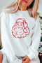 Embellished Santa Graphic Crew Neck Pullover Sweatshirt