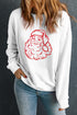 Embellished Santa Graphic Crew Neck Pullover Sweatshirt