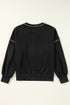 Embellished Santa Graphic Exposed Seam Drop Shoulder Sweatshirt