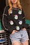 Embellished Santa Graphic Exposed Seam Drop Shoulder Sweatshirt