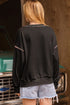 Embellished Santa Graphic Exposed Seam Drop Shoulder Sweatshirt