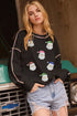 Embellished Santa Graphic Exposed Seam Drop Shoulder Sweatshirt