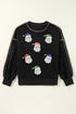 Embellished Santa Graphic Exposed Seam Drop Shoulder Sweatshirt