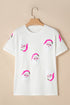 Embellished Santa Graphic Short Sleeve Crew Neck Tee