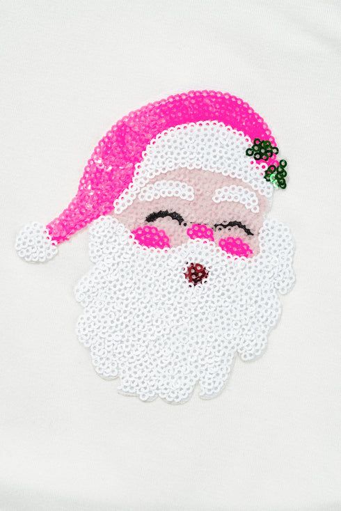 Embellished Santa Graphic Short Sleeve Crew Neck Tee