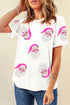 Embellished Santa Graphic Short Sleeve Crew Neck Tee