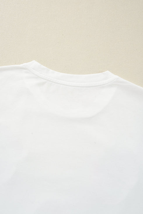 Embellished Santa Graphic Short Sleeve Crew Neck Tee