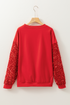 Embellished Santa Patch Sequin Sleeve Holiday Pullover Sweatshirt