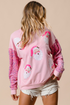 Embellished Santa Patch Sequin Sleeve Holiday Pullover Sweatshirt