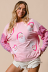 Embellished Santa Patch Sequin Sleeve Holiday Pullover Sweatshirt