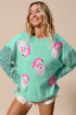 Embellished Santa Patch Sequin Sleeve Holiday Pullover Sweatshirt