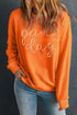 Embellished Script Graphic Crew Neck Pullover Sweatshirt