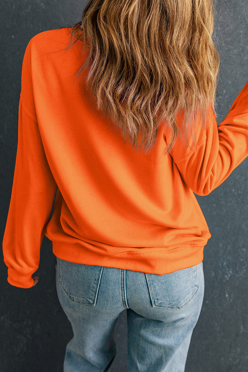 Embellished Script Graphic Crew Neck Pullover Sweatshirt