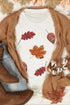 Embellished Sequin Leaf Graphic Short Sleeve Tee