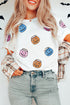 Embellished Sequin Pumpkin Face Graphic Crew Neck Tee