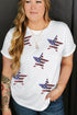 Embellished Sequin Star Print Plus Size Graphic Tee