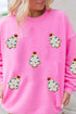 Embellished Tree Patch Fleece Lined Pullover Sweatshirt