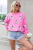 Embellished Tree Patch Fleece Lined Pullover Sweatshirt