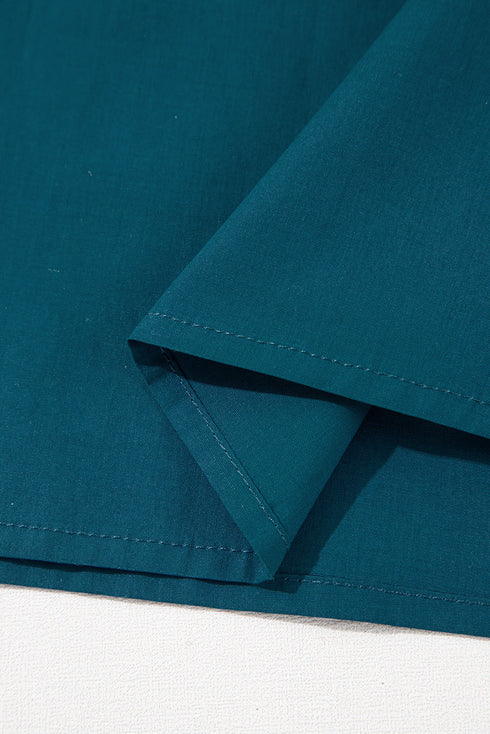 Embellished V-Neck Puff Sleeve Cotton Poplin Babydoll Mini Dress