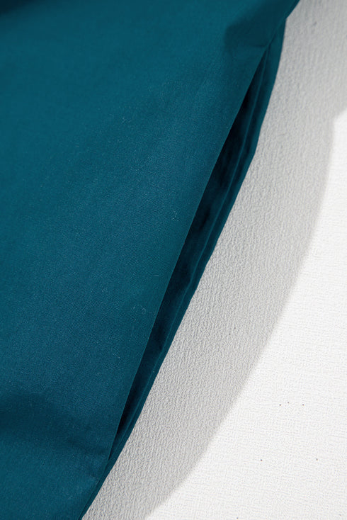 Embellished V-Neck Puff Sleeve Cotton Poplin Babydoll Mini Dress