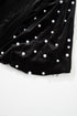Embellished Velvet Round Neck Flutter Sleeve Blouse