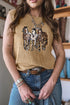 Embellished Western Horse Graphic Sleeveless Knit Top