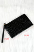 Embossed Faux Leather Crocodile Pattern Zipper Wristlet