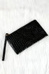 Embossed Faux Leather Crocodile Pattern Zipper Wristlet