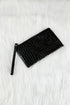 Embossed Faux Leather Crocodile Pattern Zipper Wristlet
