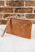 Embossed Faux Leather Crocodile Pattern Zipper Wristlet