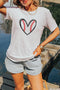 Embroidered Baseball Stitch Heart Graphic T Shirt