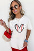 Embroidered Baseball Stitch Heart Graphic T Shirt