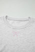 Embroidered Bow Detail Puff Sleeve Pullover Short Set