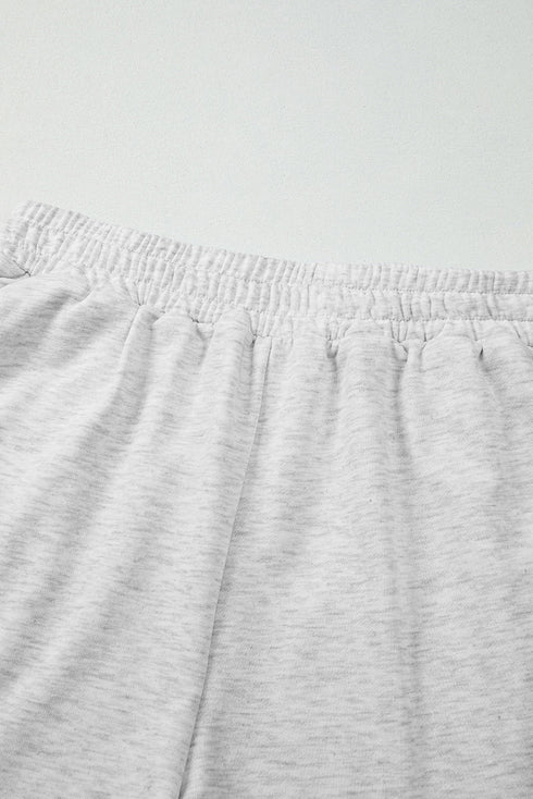 Embroidered Bow Detail Puff Sleeve Pullover Short Set