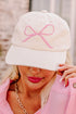 Embroidered Bow Motif Cotton Adjustable Baseball Cap