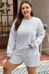 Embroidered Bow Puff Sleeve Shorts Plus Size Loungewear