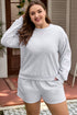 Embroidered Bow Puff Sleeve Shorts Plus Size Loungewear