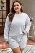 Embroidered Bow Puff Sleeve Shorts Plus Size Loungewear