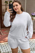 Embroidered Bow Puff Sleeve Shorts Plus Size Loungewear