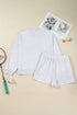 Embroidered Bow Puff Sleeve Shorts Plus Size Loungewear