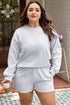 Embroidered Bow Puff Sleeve Shorts Plus Size Loungewear
