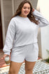 Embroidered Bow Puff Sleeve Shorts Plus Size Loungewear