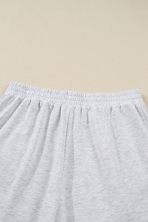 Embroidered Bow Puff Sleeve Shorts Plus Size Loungewear
