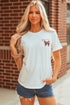 Embroidered Bowknot Graphic Crew Neck Short Sleeve Tee