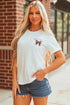 Embroidered Bowknot Graphic Crew Neck Short Sleeve Tee