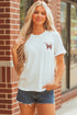 Embroidered Bowknot Graphic Crew Neck Short Sleeve Tee