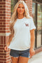 Embroidered Bowknot Graphic Crew Neck Short Sleeve Tee